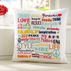 pottery barn | Typography Embroided Pillow Case